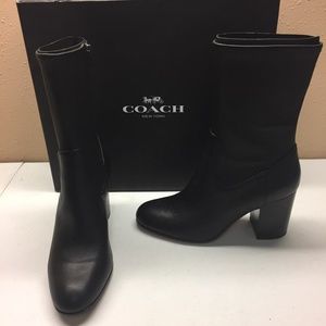 Coach Black Mid Calf Leather Boots 10M
